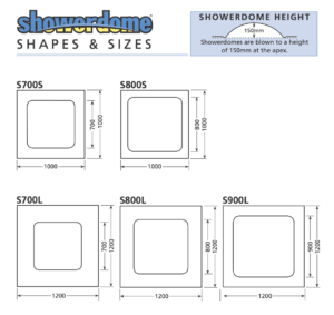 Showerdome sizes square shower