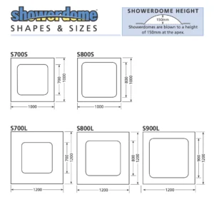 Showerdome sizes square shower