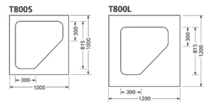 Sizes of Showerdome for angle front shower