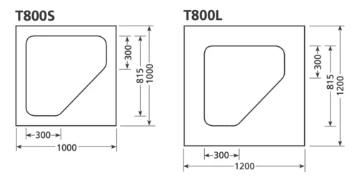 Sizes of Showerdome for angle front shower